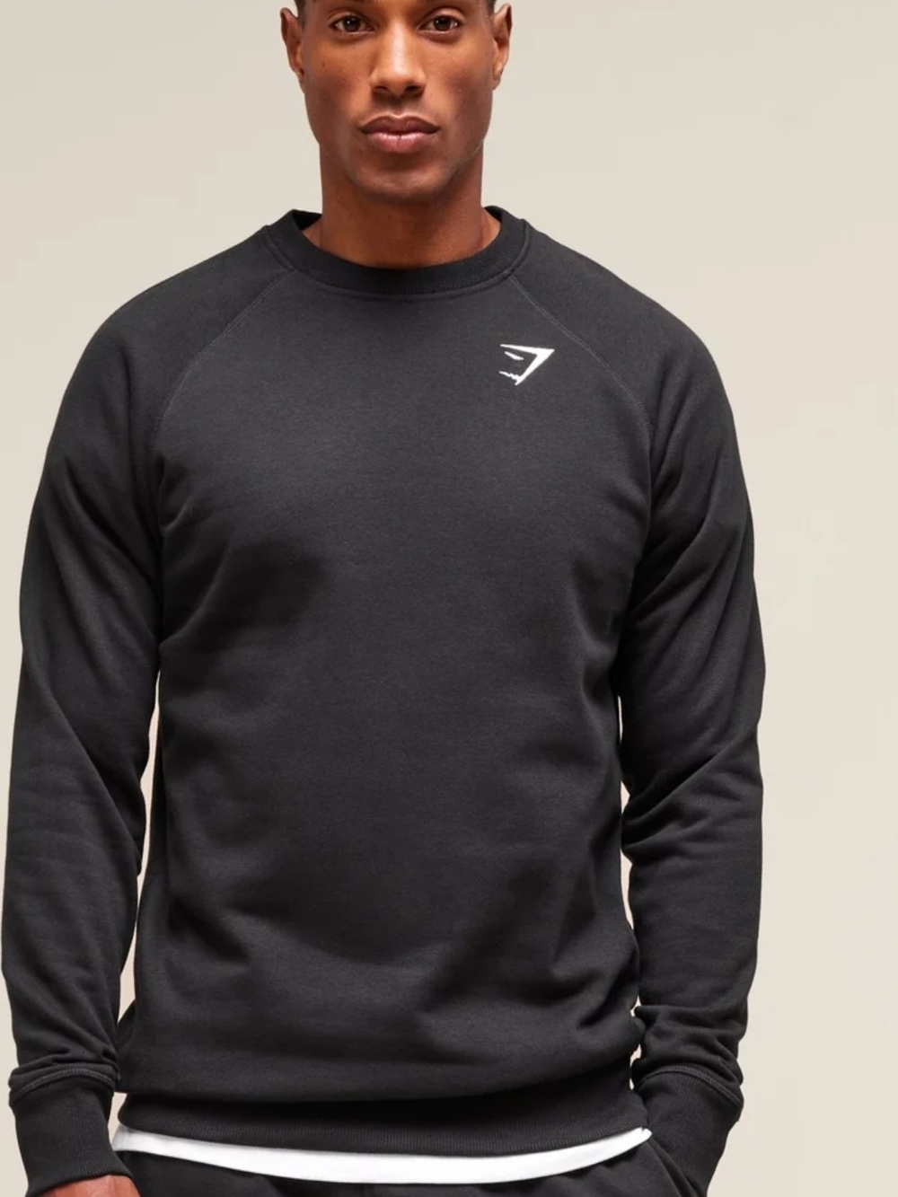 Gymshark Men's Black Crewneck Pullover with White Logo